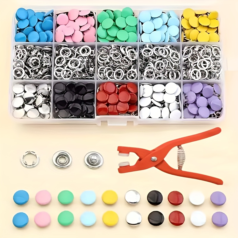 Snap Fastener Set - 100 قطعة من أزرار الخياطة المعدنية