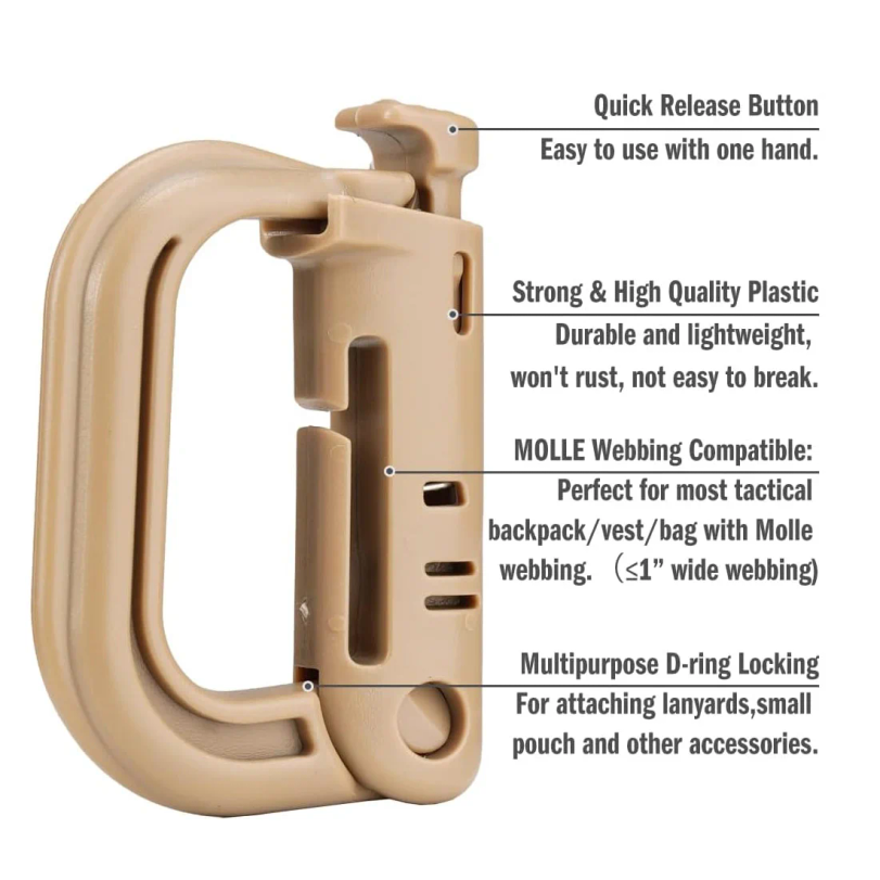 5 قطع مشبك كارابينر تكتيكي بلا - مراجعة D Ring Strap وسعره